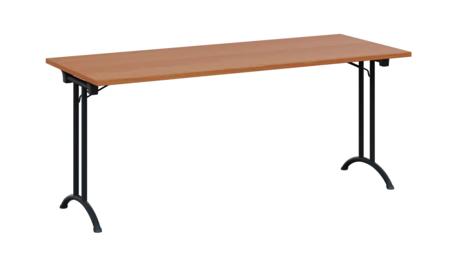 SLA 180 lak skládací jednací stůl 1800x700, deska 25 mm, podnož černý lak, deska olše jantar